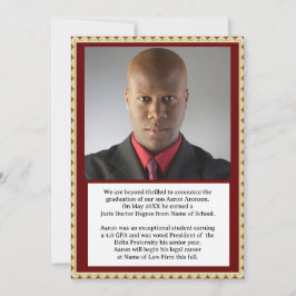 Afstuderen Foto Aankondiging Maroon en Goud