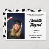 Afstuderen Foto Aankondiging Zwart-wit (Voorkant / Achterkant)