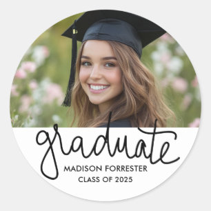 Afstuderen Foto Afstuderen script Ronde Sticker