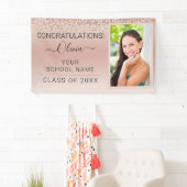 Afstuderen Foto Blush Pink Glitter Class of 2022 Spandoek (Insitu)