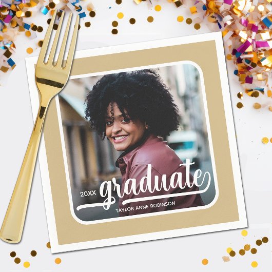 Afstuderen foto Bold Script Gold Servet