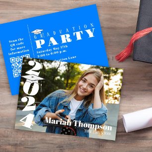 Afstuderen Foto Bright Blue Class of 2023 QR Kaart