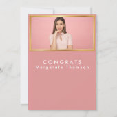 Afstuderen foto chic eenvoudig modern roze kaart (Achterkant)