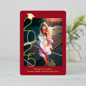 Afstuderen Foto Chic Script Red Gold Announance Folie Uitnodiging (Staand Voorkant)