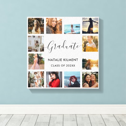 Afstuderen Foto Collage Black en White Afstuderen Canvas Afdruk (Insitu (Houten vloer))