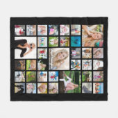 Afstuderen Foto Collage Chic Script Name Black Fleece Deken (Voorkant (Horizontaal))