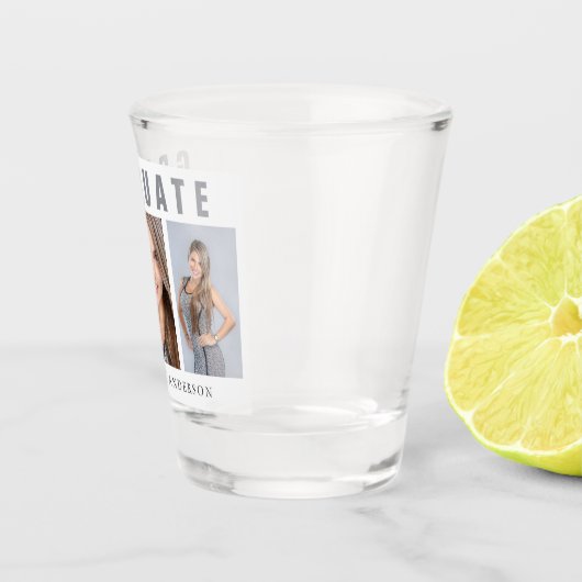 Afstuderen Foto Collage Gefeliciteerd White Shot Glas (Rechts)
