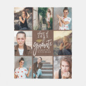 Afstuderen Foto Collage Gold Glitter Pet Tan Fleece Deken (Voorkant)