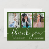 Afstuderen Foto Collage Green Hartelijk dank Brief Aankondigingskaart (Voorkant / Achterkant)