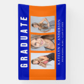 Afstuderen Foto Collage Oranje en blauw Spandoek (Verticaal)