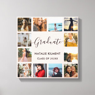 Afstuderen Foto Collage Pink en Black Afstuderen Canvas Afdruk