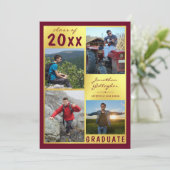 Afstuderen Foto Collage Script Name Maroon Gold Aankondiging (Staand voorkant)