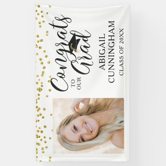 Afstuderen Foto CONGRATS AFSTUDEERDER Script Confe Spandoek (Verticaal)