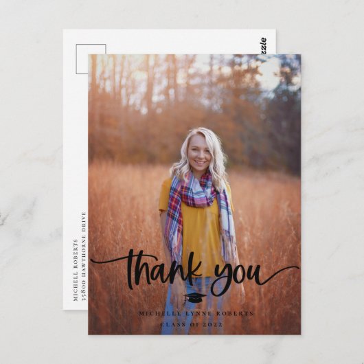 Afstuderen Foto Dank u Briefkaart (Voorkant / Achterkant)