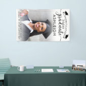 Afstuderen Foto Elegant Black Script Class Year Spandoek (Beurs)