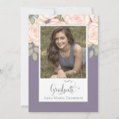 Afstuderen Foto Elegant Minimalist Script Paars Kaart (Voorkant)