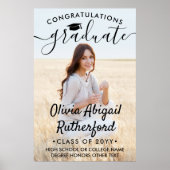 Afstuderen Foto Elegant Modern Black Calligrafie Poster (Voorkant)