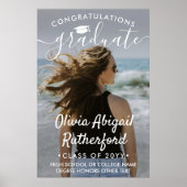 Afstuderen Foto Elegant Modern White Calligraphy Poster (Voorkant)