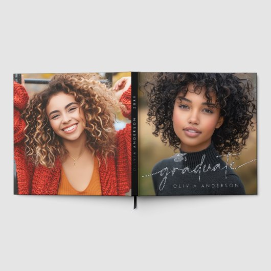 Afstuderen foto Elegant script afstuderen Gastenboek (Volledig)