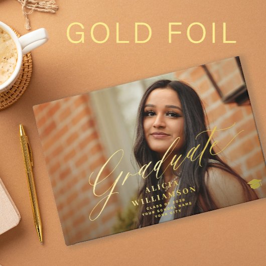 Afstuderen foto elegant script afstuderen naam gastenboek