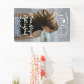 Afstuderen Foto & Elegant White Script Class Year Spandoek (Insitu)