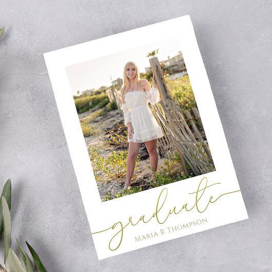 Afstuderen foto Elegante Typografie Gouden Script Aankondiging