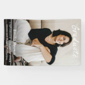 Afstuderen Foto en Elegant White Script en Text Spandoek (Horizontaal)