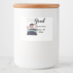 afstuderen foto felicitatie Toevoegen jouw naam Mo Voedselcontainer Etiket