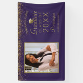 Afstuderen Foto Gold Glam Script Afstudeerder Paar Spandoek (Verticaal)