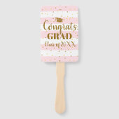 Afstuderen Foto Gold Glitter Stripe Place Holder Handwaaier (Voorkant)