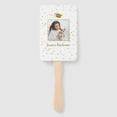 Afstuderen Foto Gold Glitter Stripe Place Holder Handwaaier (Achterkant)