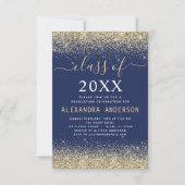 Afstuderen Foto Gold Navy Blue Class of 2022 Invi Kaart (Voorkant)