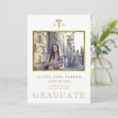 Afstuderen foto gouden glitter (Staand voorkant)