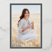 Afstuderen Foto Grijs & Folie Afstuderen Aankondig Uitnodiging (Achterkant)