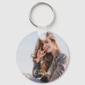 Afstuderen foto groen 2024 Keepsake elke kleur Sleutelhanger (Achterkant)