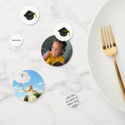 Afstuderen Foto Jaar Naam Tabel Confetti (Groep)