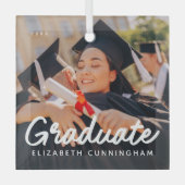 Afstuderen Foto kerstfeestdag - gewoon eenvoudig Glas Ornament (Voorkant)