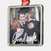 Afstuderen Foto kerstfeestdag modern script Metalen Ornament (Links)