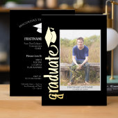 Afstuderen Foto met modern script en Pet Folie Uitnodiging