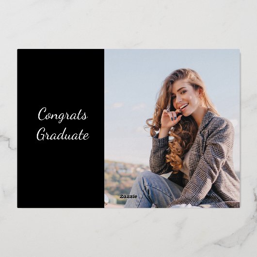 Afstuderen foto Modern 2025 Goud Folie Uitnodiging (Achterkant)