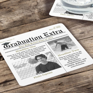 Afstuderen Foto Modern Cool Fun Headlines Vierkante Kartonnen Onderzetter