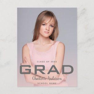Afstuderen foto modern elegant roos gold briefkaar feestdagenkaart