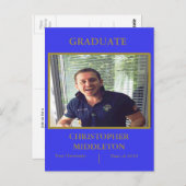 Afstuderen Foto Modern Gold Blue Party Briefkaart (Voorkant / Achterkant)