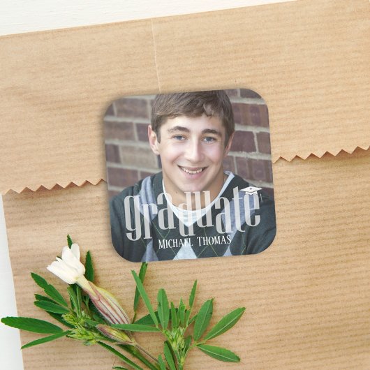 Afstuderen Foto Modern minimalistisch etiket voor 