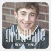 Afstuderen Foto Modern minimalistisch etiket voor  (Voorkant)