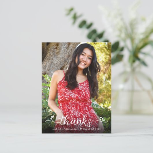 Afstuderen Foto modern script Hartelijk dank Briefkaart (Staand voorkant)