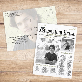 Afstuderen Foto Modern Simple Trendy Newspaper Briefkaart