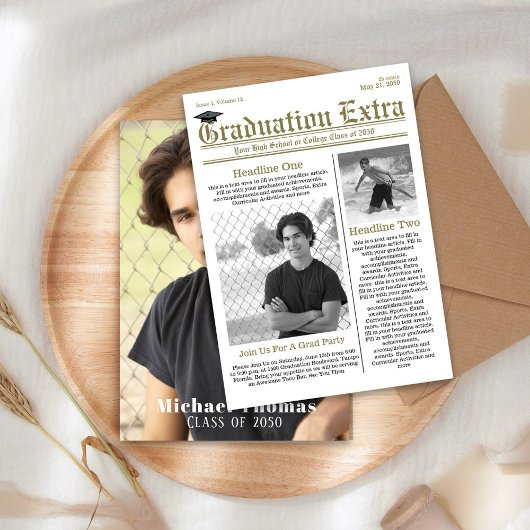 Afstuderen Foto Modern Simple Trendy Newspaper Kaart