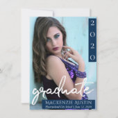 Afstuderen foto | Navy Script Donkerblauw Keepsake Aankondiging (Voorkant)