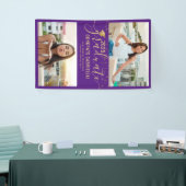 Afstuderen Foto Paars Gold Confetti Banner (Beurs)
